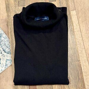 Hilfiger Women’s Button-Trim Turtleneck (Black, Cotton, Size L)